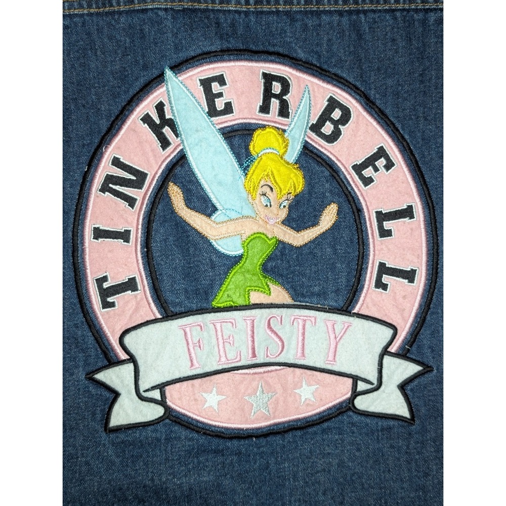 Disney Tinkerbell Denim Jacket Womens Medium Feisty Fairy Heavy Sherpa Lined - Picture 8 of 13
